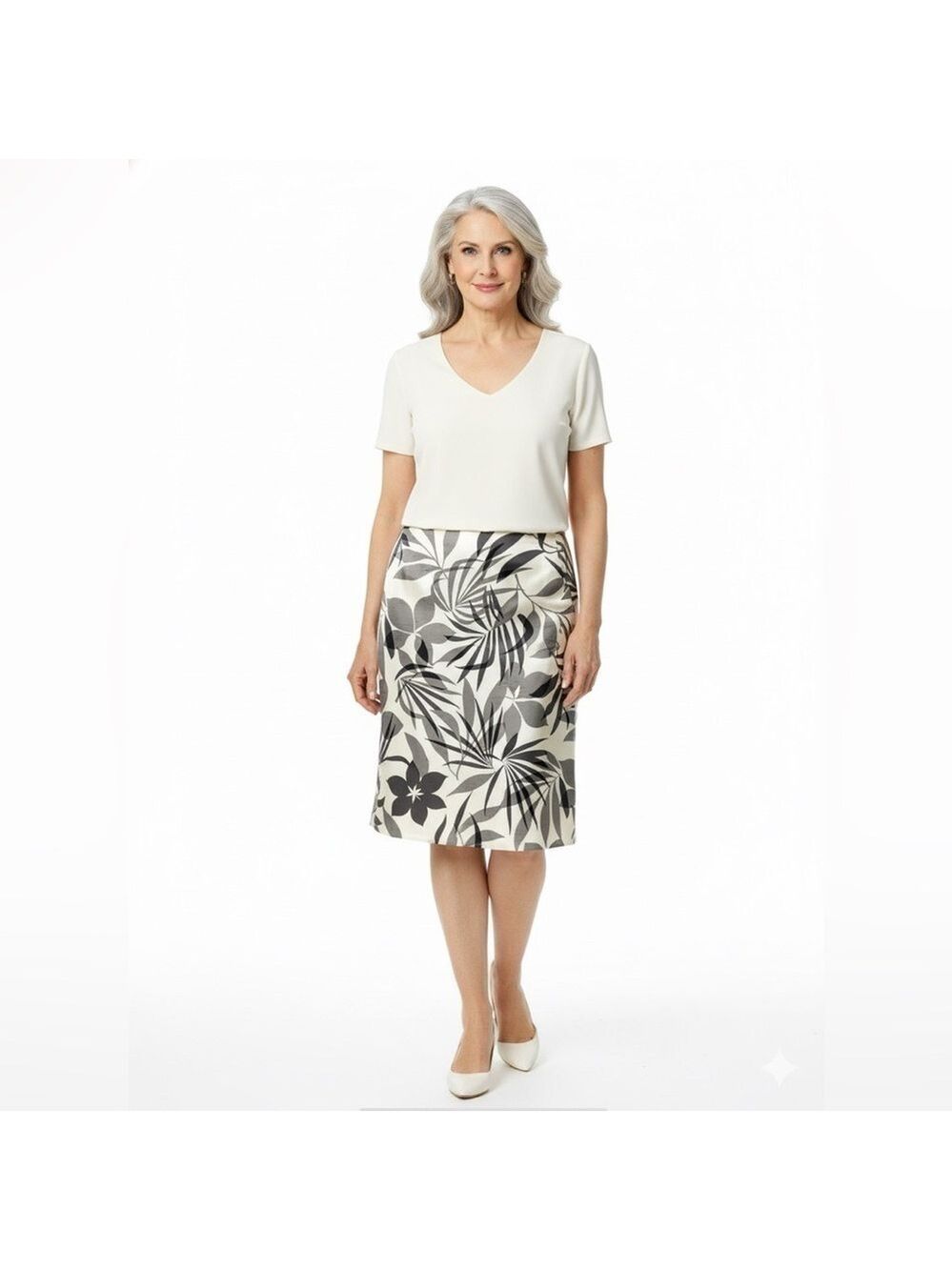 TALBOTS 100% Pure Silk Fully Lined Mini Pencil Skirt Side Zip Leaf Design Sz 10